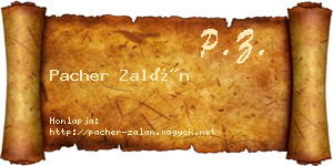 Pacher Zalán névjegykártya